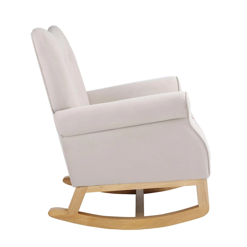High Back Velvet Rocking Chair with Tufted Back