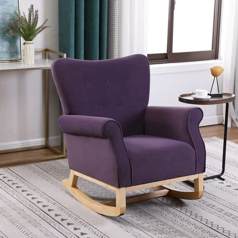 High Back Velvet Rocking Chair with Tufted Back