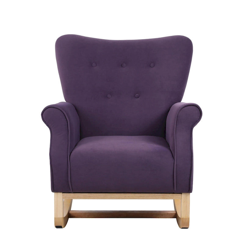 High Back Velvet Rocking Chair with Tufted Back
