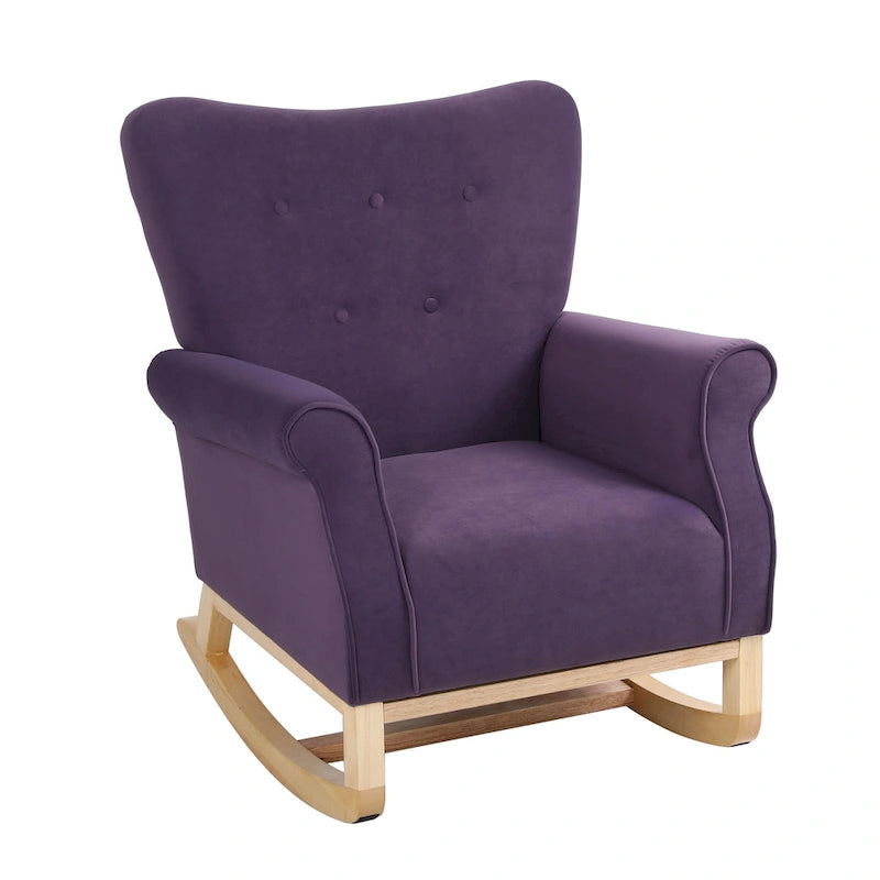 High Back Velvet Rocking Chair with Tufted Back