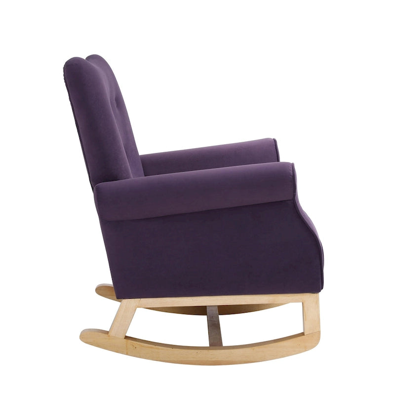 High Back Velvet Rocking Chair with Tufted Back