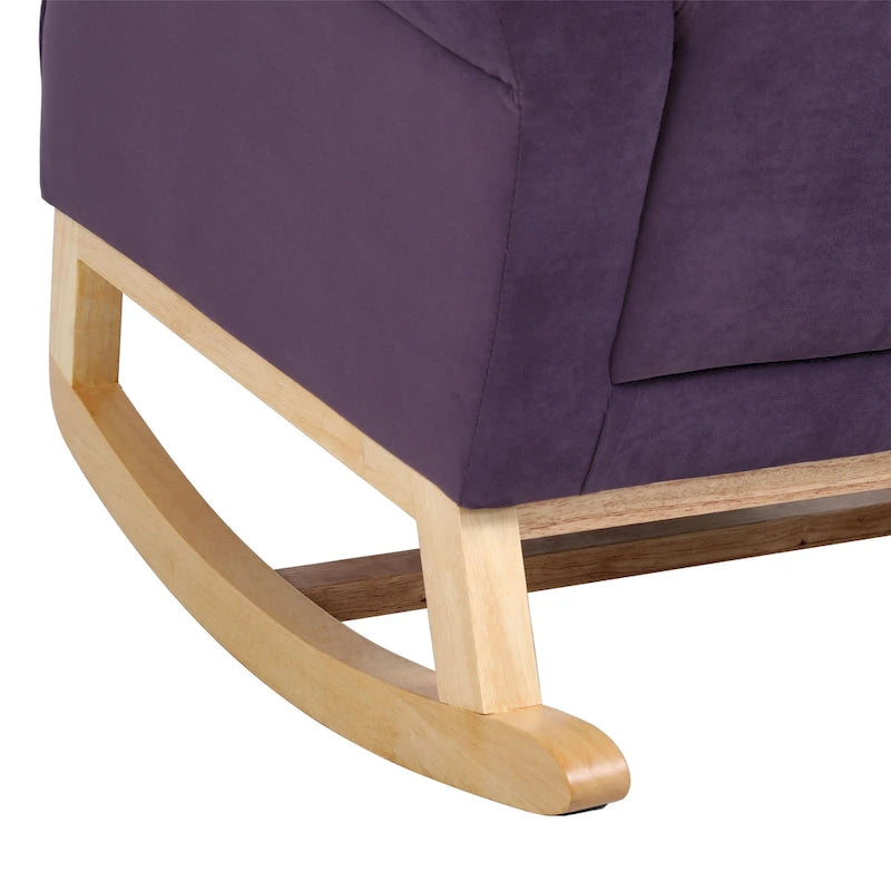 High Back Velvet Rocking Chair with Tufted Back