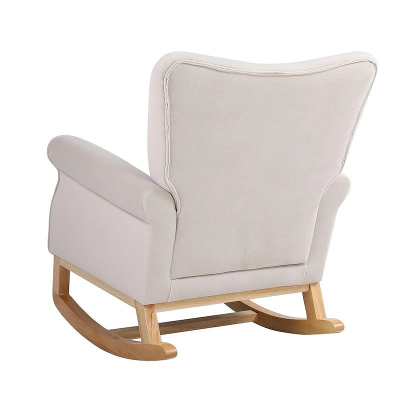 High Back Velvet Rocking Chair with Tufted Back