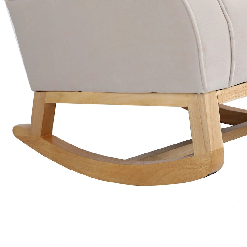 High Back Velvet Rocking Chair with Tufted Back