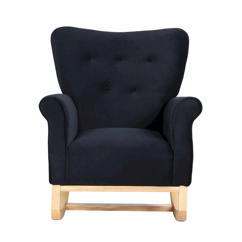 High Back Velvet Rocking Chair with Tufted Back