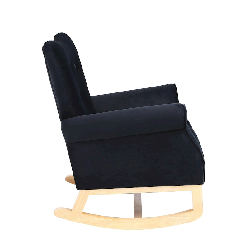 High Back Velvet Rocking Chair with Tufted Back
