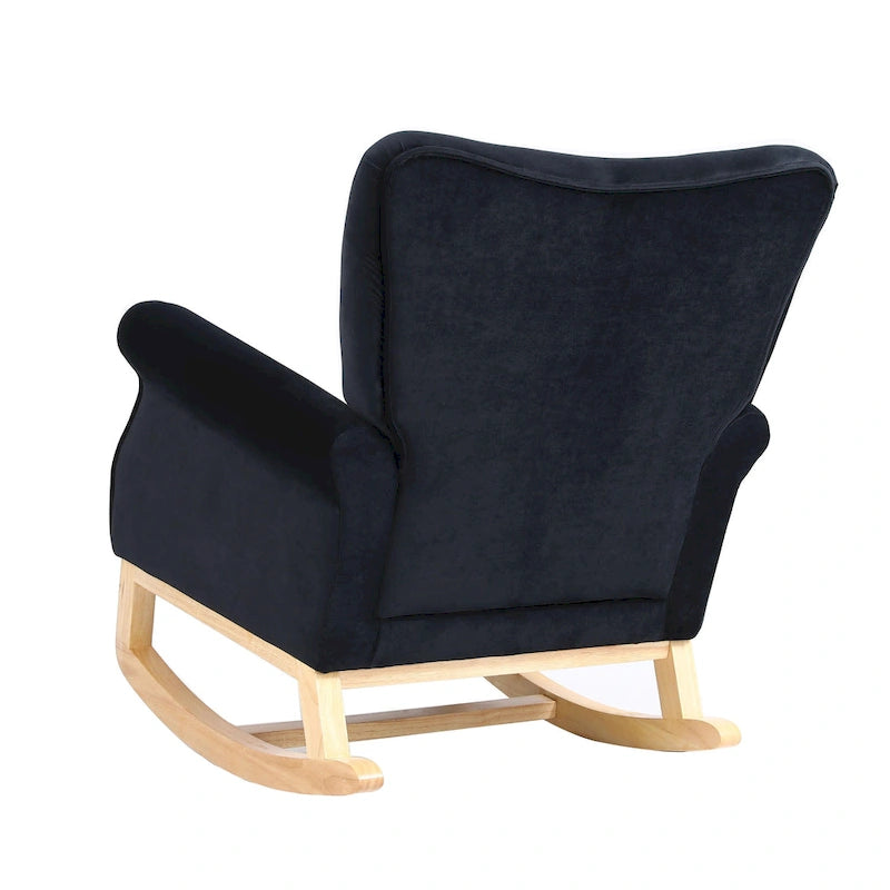 High Back Velvet Rocking Chair with Tufted Back