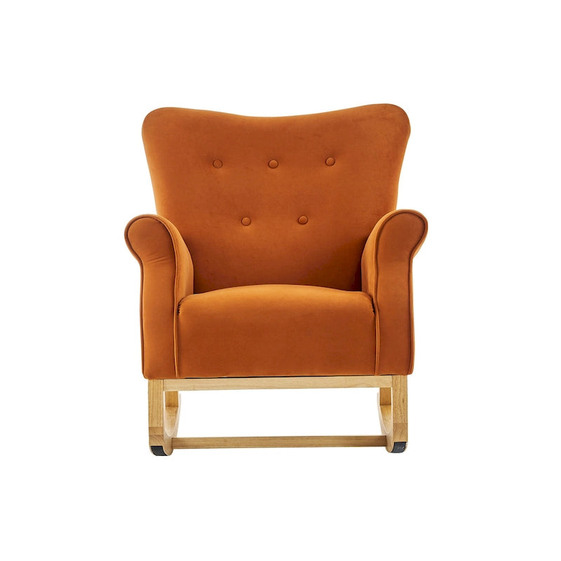 High Back Velvet Rocking Chair with Tufted Back