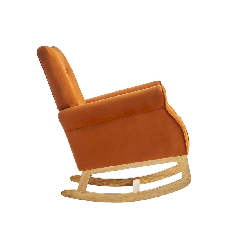 High Back Velvet Rocking Chair with Tufted Back