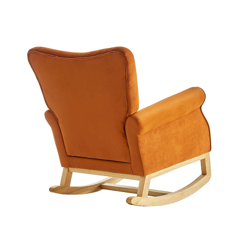 High Back Velvet Rocking Chair with Tufted Back