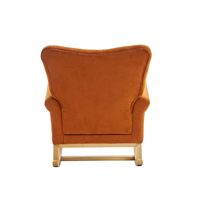 High Back Velvet Rocking Chair with Tufted Back