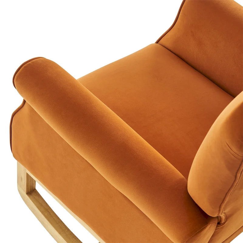 High Back Velvet Rocking Chair with Tufted Back