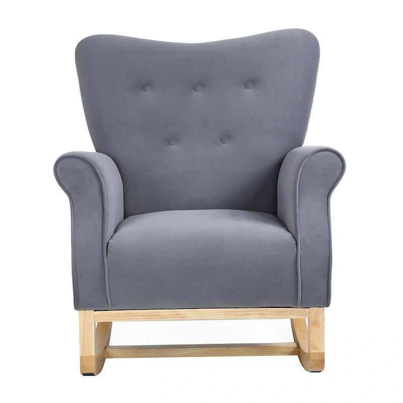 High Back Velvet Rocking Chair with Tufted Back
