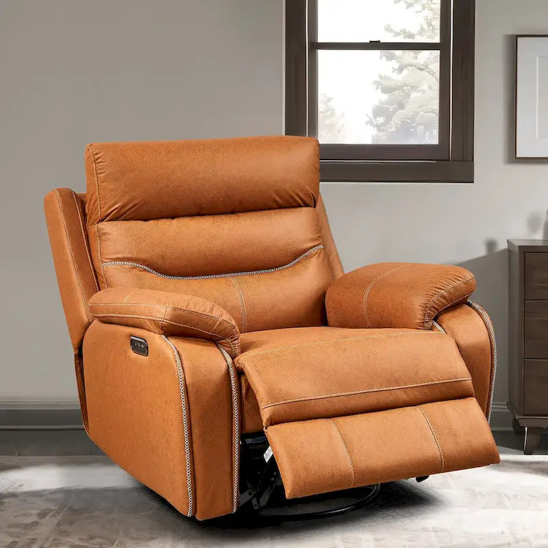 Dual Motor Rocking Recliner Chair with Swivel, Power Headrest & USB Charging