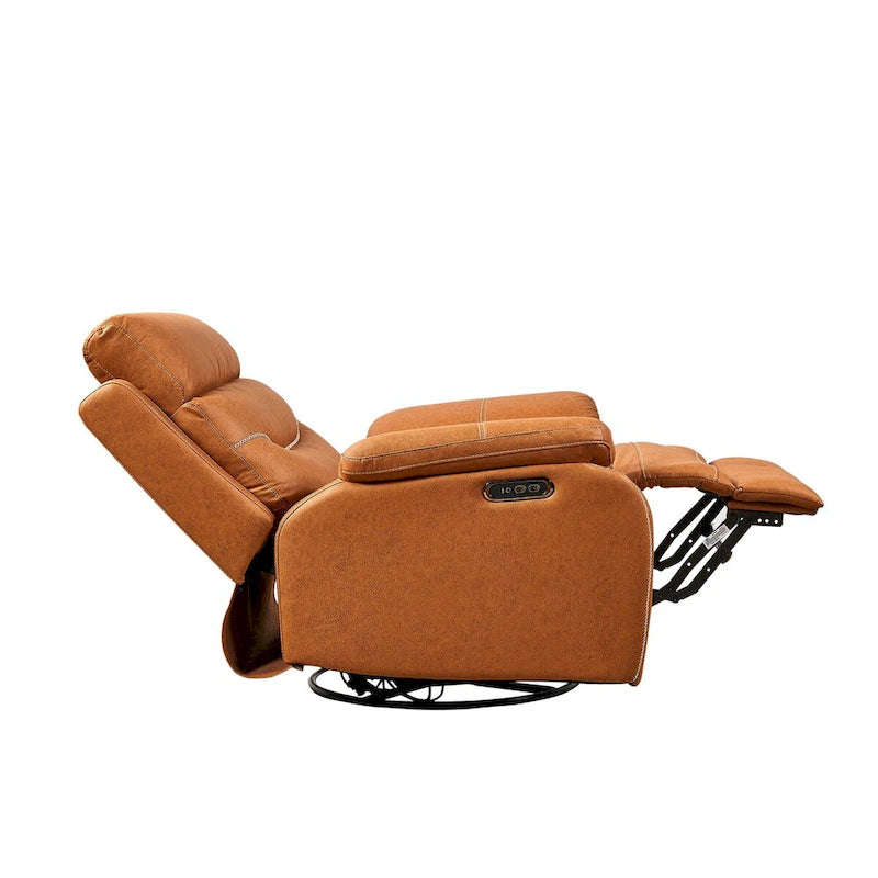 Dual Motor Rocking Recliner Chair with Swivel, Power Headrest & USB Charging