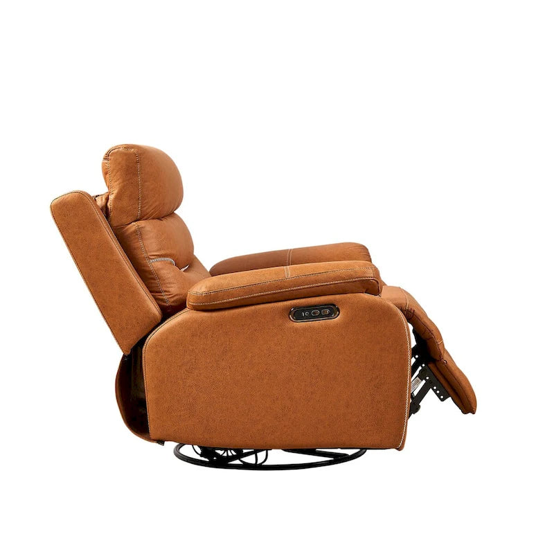 Dual Motor Rocking Recliner Chair with Swivel, Power Headrest & USB Charging