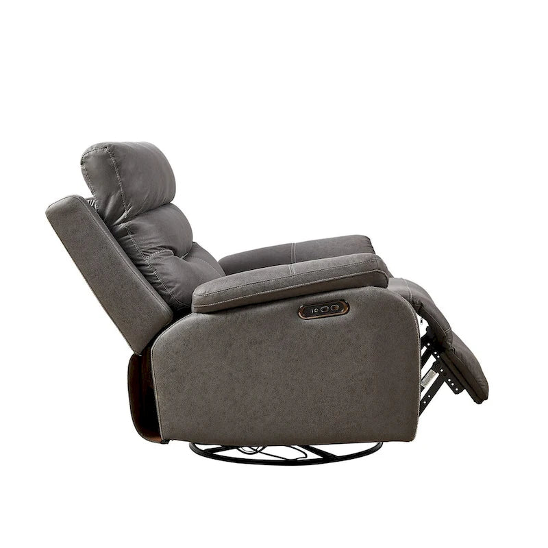 Dual Motor Rocking Recliner Chair with Swivel, Power Headrest & USB Charging
