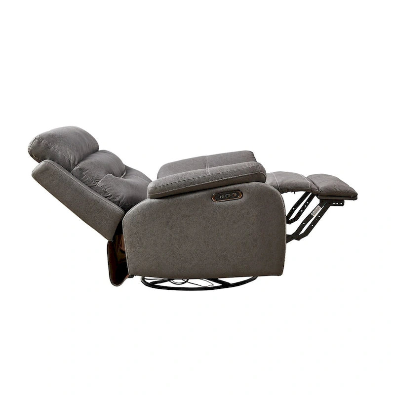 Dual Motor Rocking Recliner Chair with Swivel, Power Headrest & USB Charging