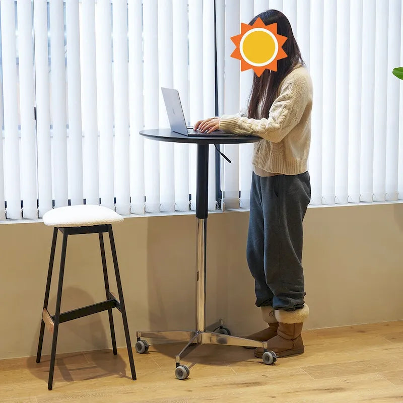 Movable Adjustable Bar Table Pub Table 360 Swivel Counter Bar Height Aluminum Star Base Movable for Stand Desk Bistro