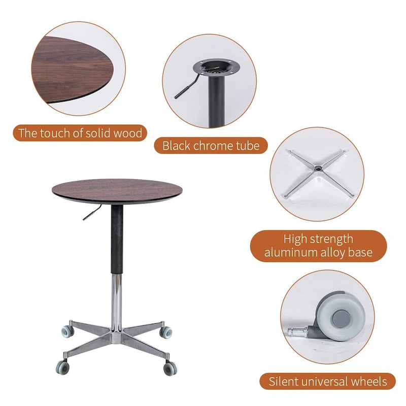 Movable Adjustable Bar Table Pub Table 360 Swivel Counter Bar Height Aluminum Star Base Movable for Stand Desk Bistro