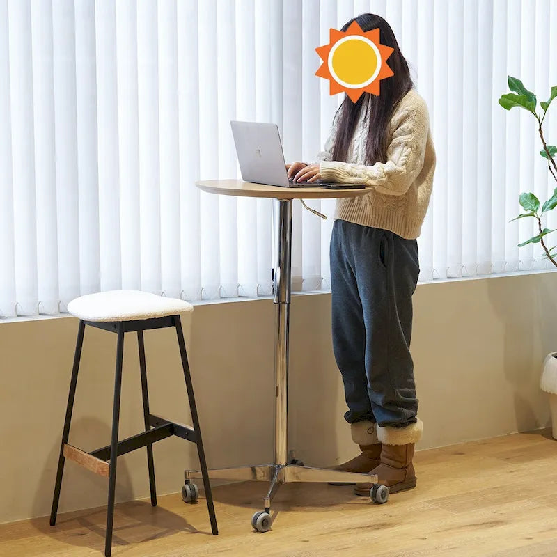 Movable Adjustable Bar Table Pub Table 360 Swivel Counter Bar Height Aluminum Star Base Movable for Stand Desk Bistro