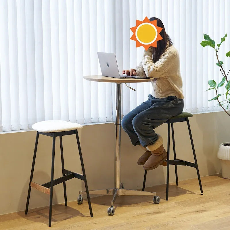 Movable Adjustable Bar Table Pub Table 360 Swivel Counter Bar Height Aluminum Star Base Movable for Stand Desk Bistro
