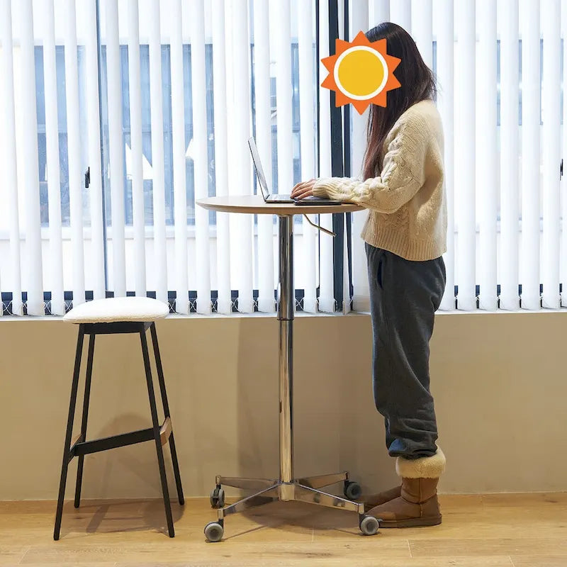 Movable Adjustable Bar Table Pub Table 360 Swivel Counter Bar Height Aluminum Star Base Movable for Stand Desk Bistro