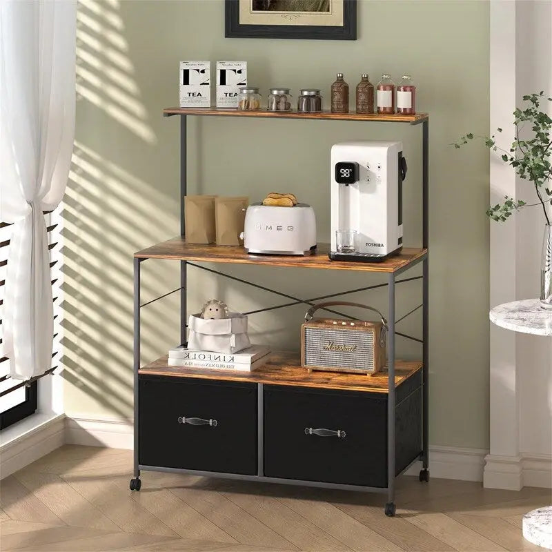 Mobile Lateral File Cabinet Rolling Printer Stand with 3 Open Storage Shelf - 15.75D x 31.5W x 43.5H