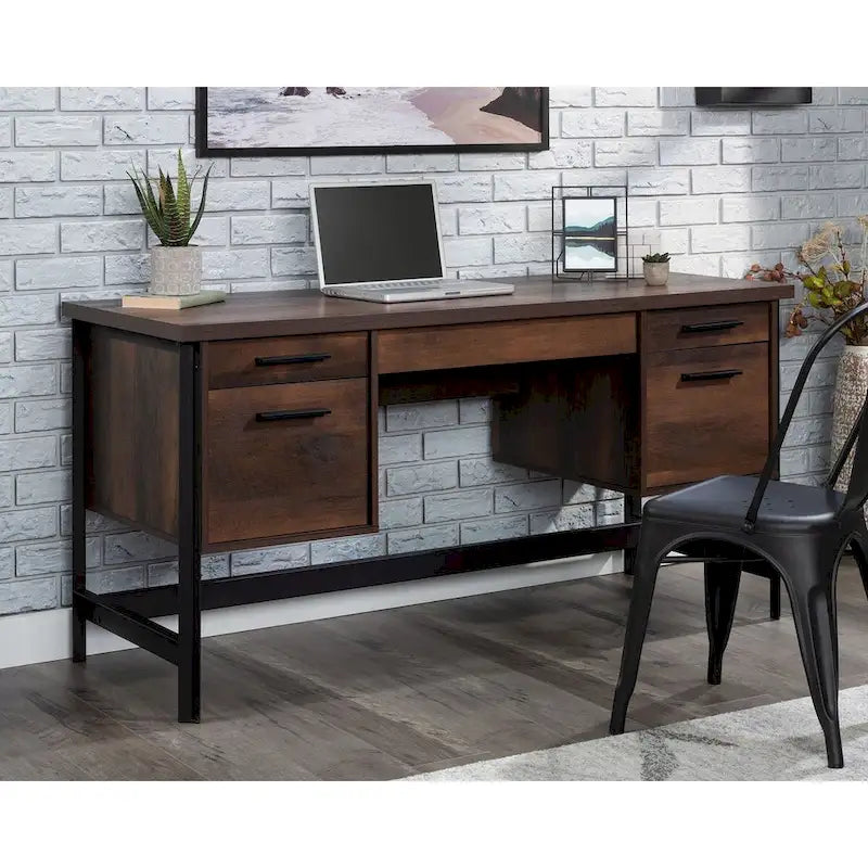 Computer Desk with Storage Drawers – Barrel Oak Finish
