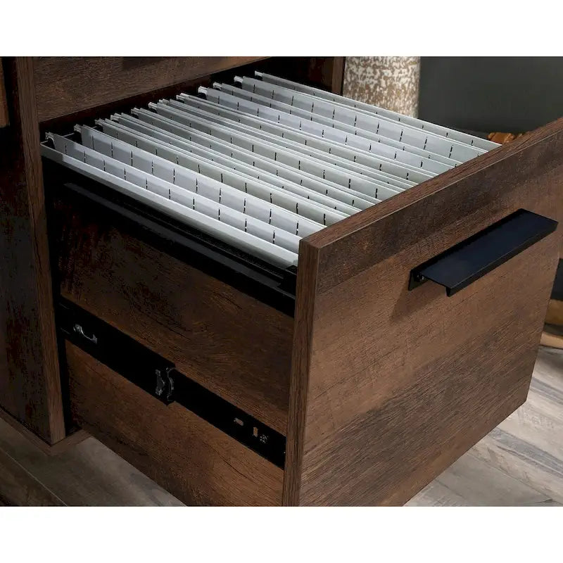 Computer Desk with Storage Drawers – Barrel Oak Finish