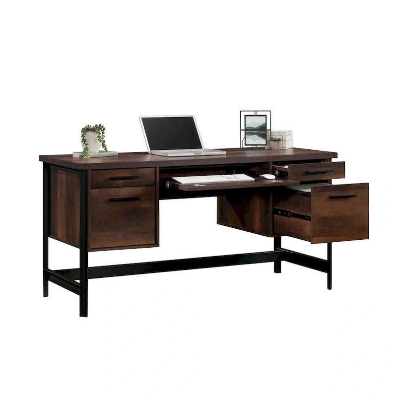 Computer Desk with Storage Drawers – Barrel Oak Finish