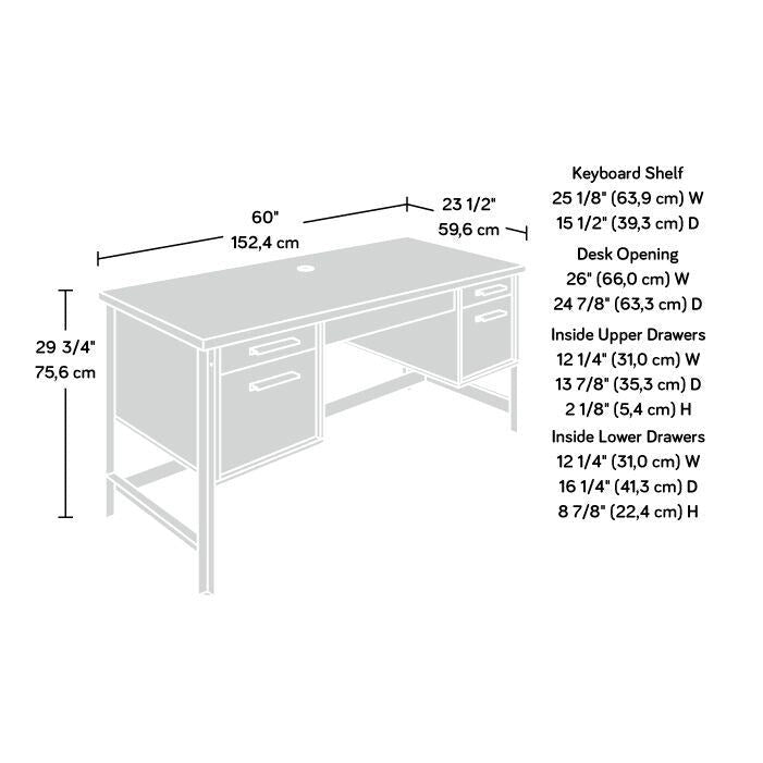 Computer Desk with Storage Drawers – Barrel Oak Finish