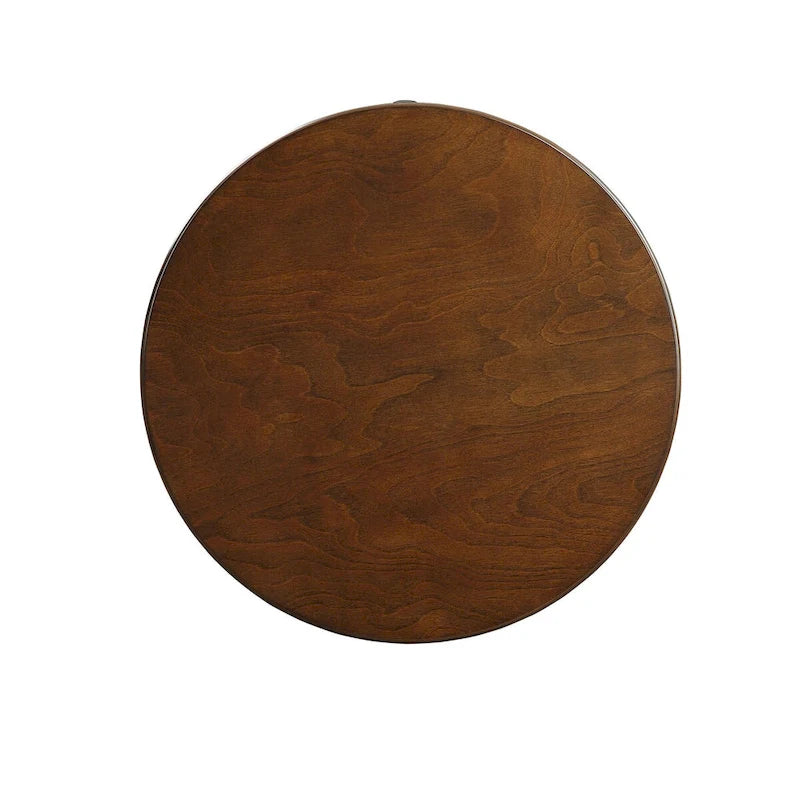 Walnut & Black Round End Table with Drawer – 18"Dia x 24"H