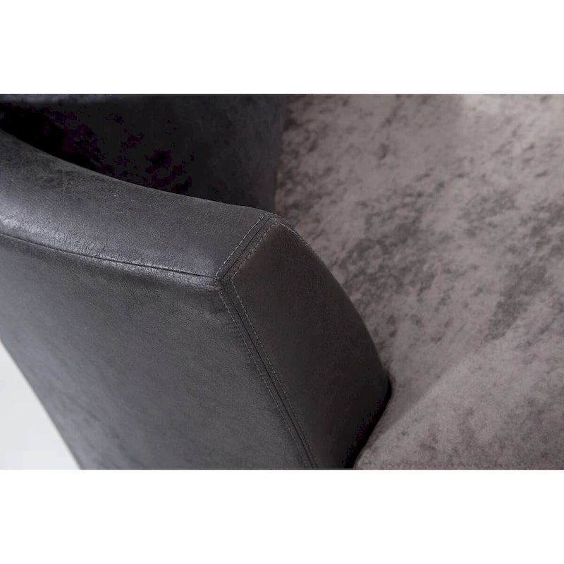 Oversized Swivel Barrel Chair – Vegan Leather & Chenille