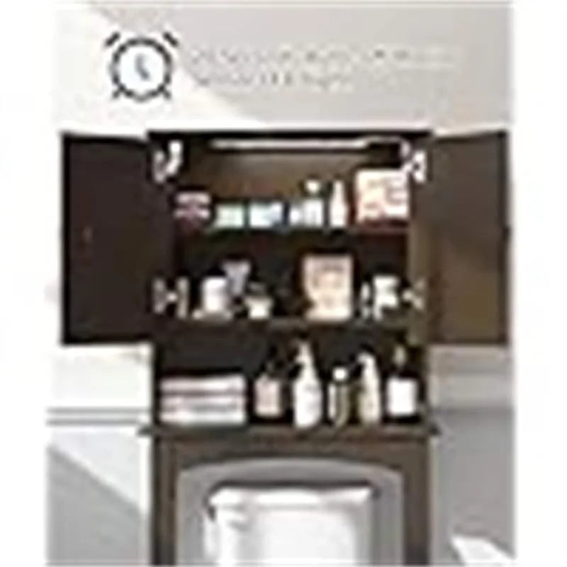 Over-Toilet Storage Cabinet with LED Light – 8.2D x 26.7W x 66.5H