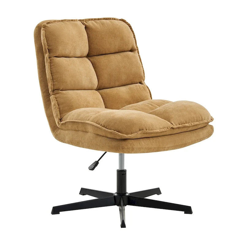 Modern Armless Tufted Office Chair with 360° Swivel