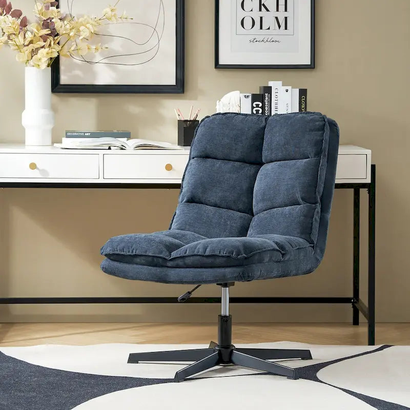 Modern Armless Tufted Office Chair with 360° Swivel