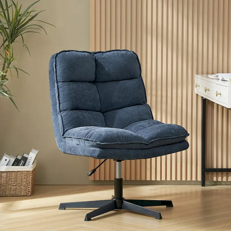 Modern Armless Tufted Office Chair with 360° Swivel