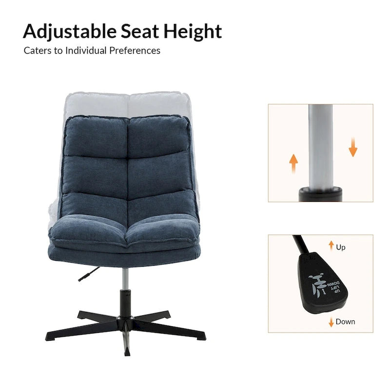 Modern Armless Tufted Office Chair with 360° Swivel