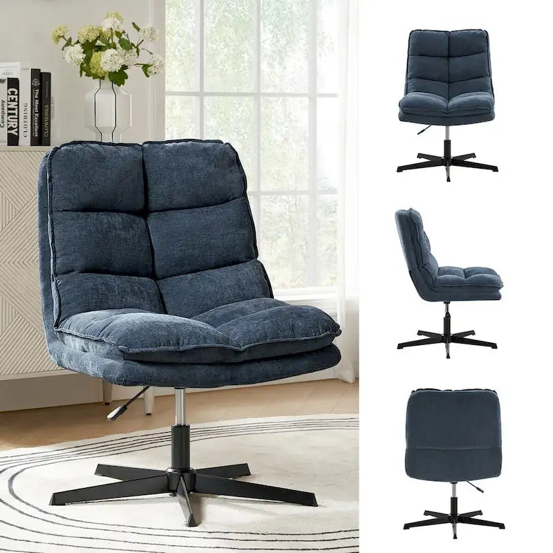 Modern Armless Tufted Office Chair with 360° Swivel