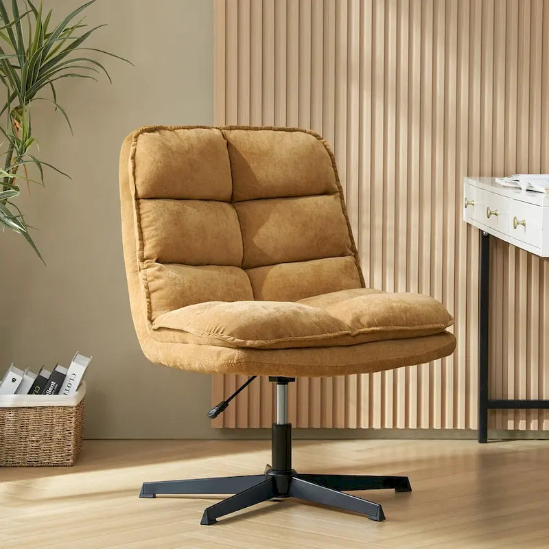 Modern Armless Tufted Office Chair with 360° Swivel