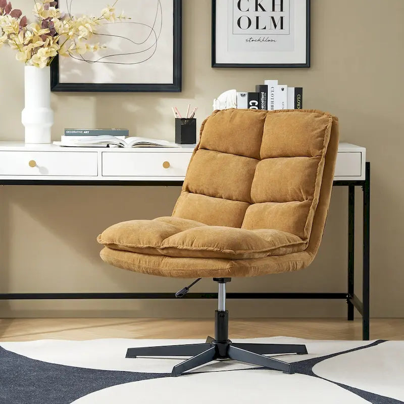 Modern Armless Tufted Office Chair with 360° Swivel