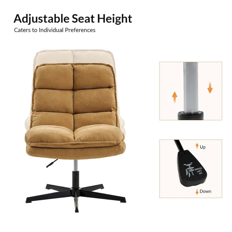 Modern Armless Tufted Office Chair with 360° Swivel