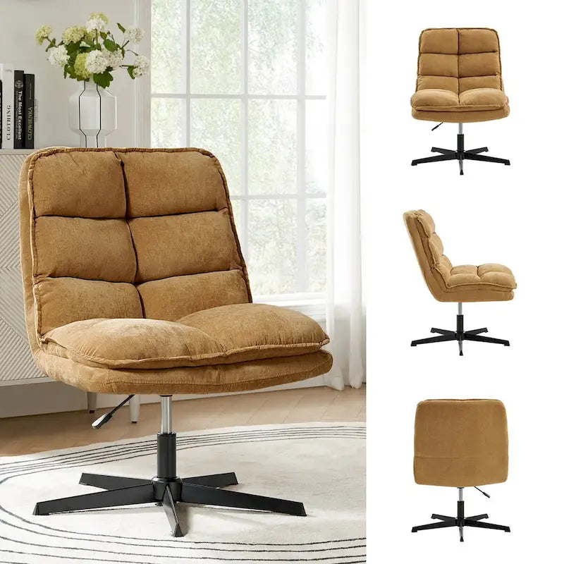 Modern Armless Tufted Office Chair with 360° Swivel