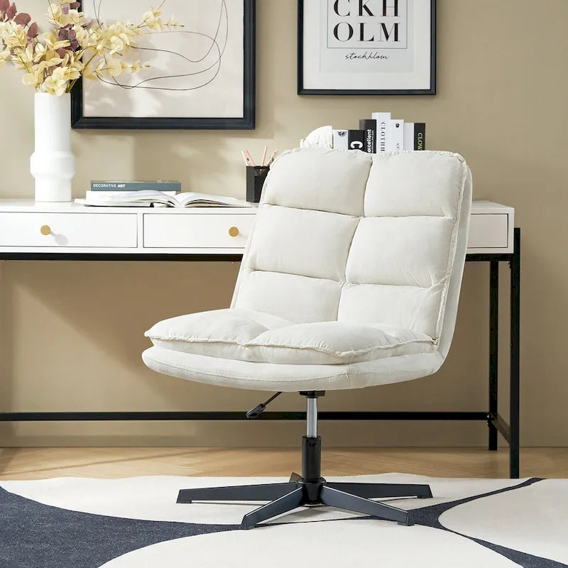 Modern Armless Tufted Office Chair with 360° Swivel
