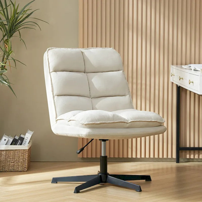Modern Armless Tufted Office Chair with 360° Swivel