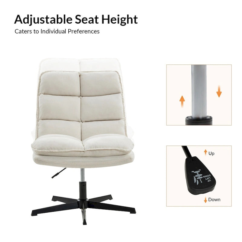 Modern Armless Tufted Office Chair with 360° Swivel