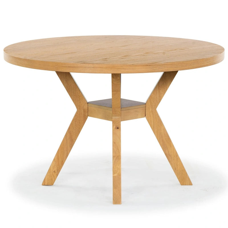 48-Inch Round Wood Dining Table – Natural Finish