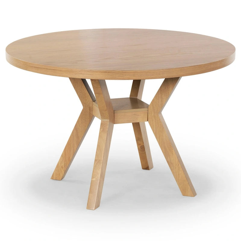 48-Inch Round Wood Dining Table – Natural Finish