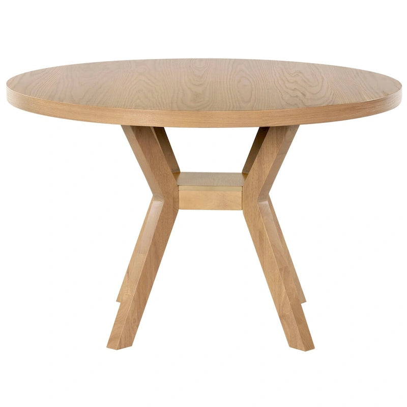 48-Inch Round Wood Dining Table – Natural Finish